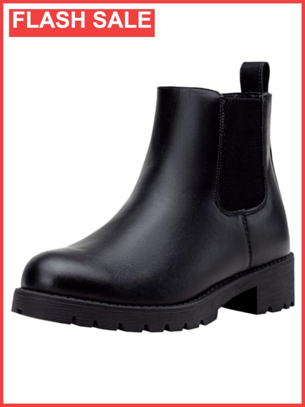 Chelsea Ankle Boots Pull-On Low Block Heel Faux Leather Booties